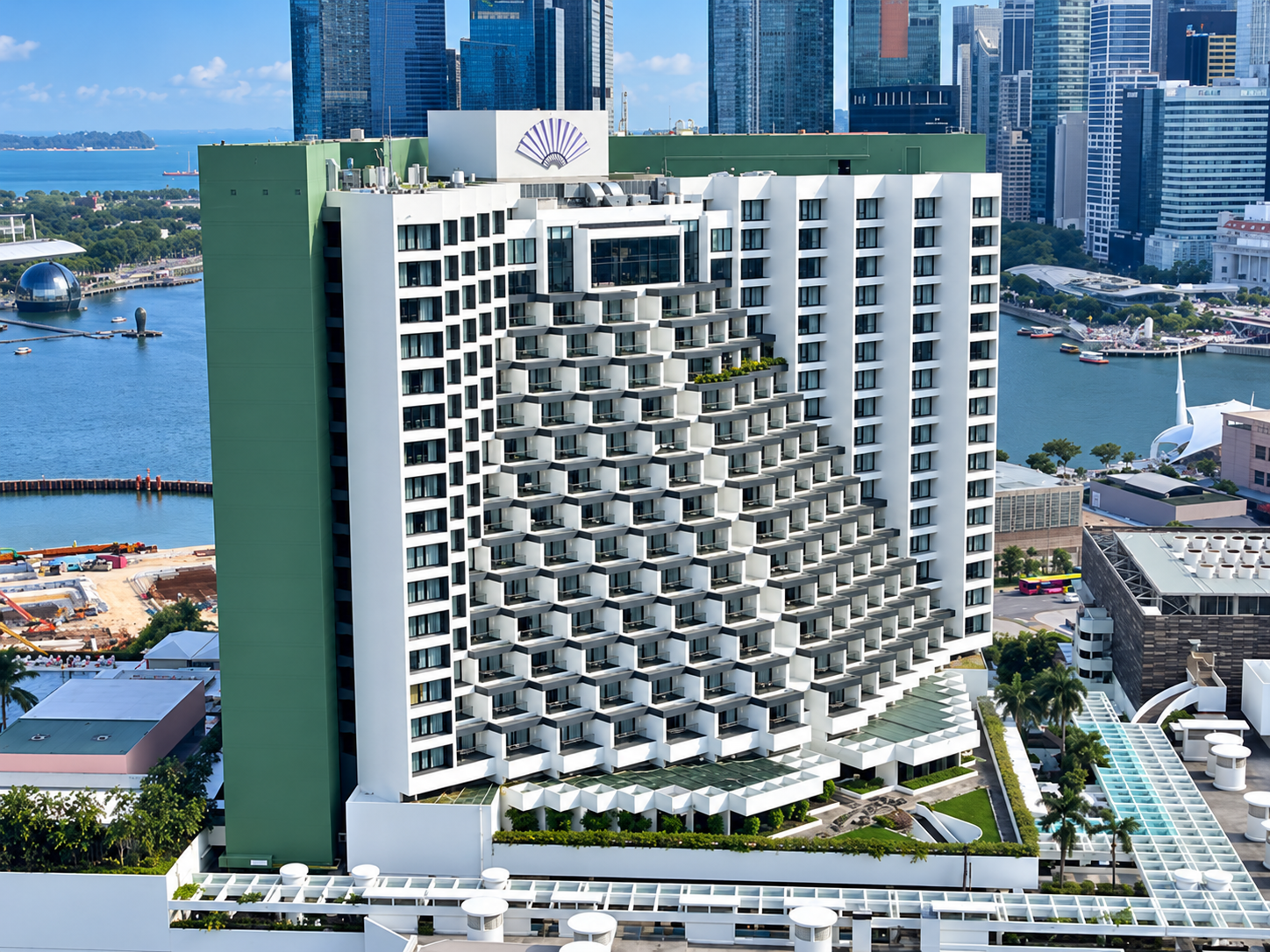 Hotel exterior overlooking Marina Bay